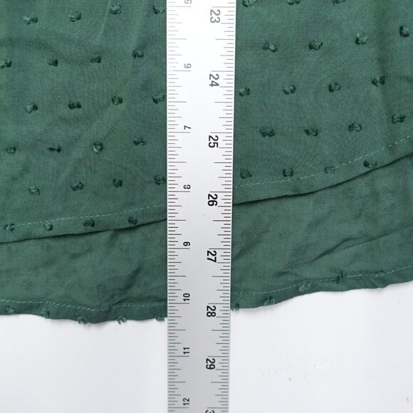 Umgee Blouse Top Women's Size Medium Green Swiss Dot Floral Crochet Yoke Lace - Picture 5 of 6
